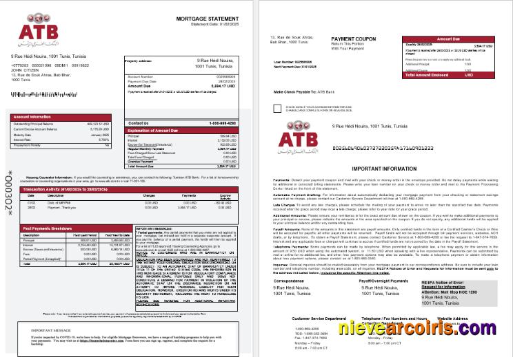 Tunisian ATB bank mortgage statement 1-2